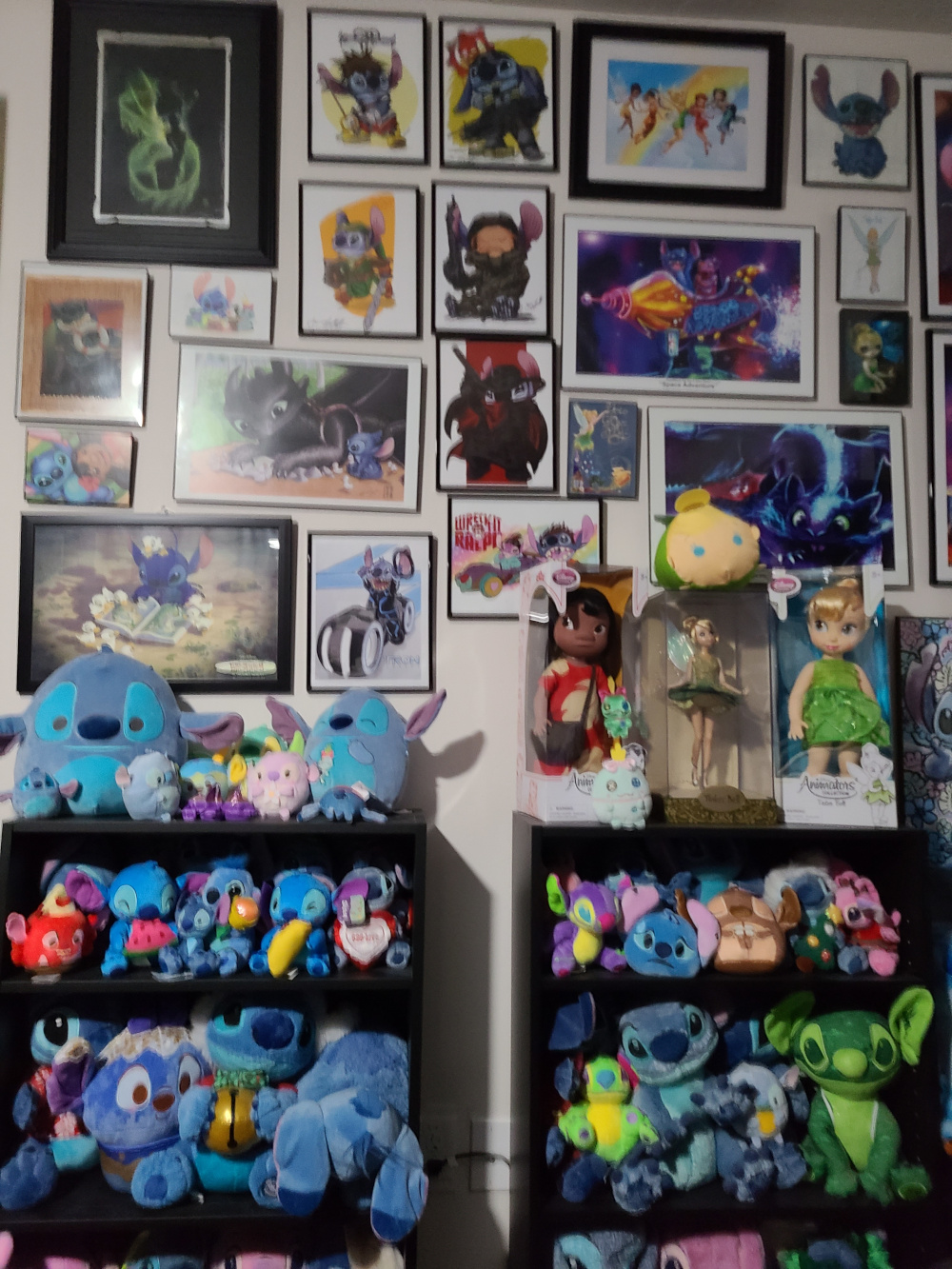 Various pictures of Stitch and Tinkerbell